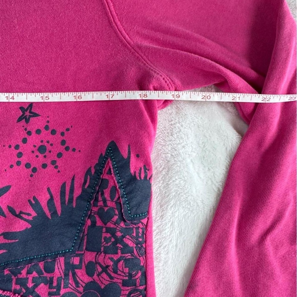 Roxy 2009 pink teal graphic full zip hooded sweater y2k vintage grunge skater - Picture 6 of 8